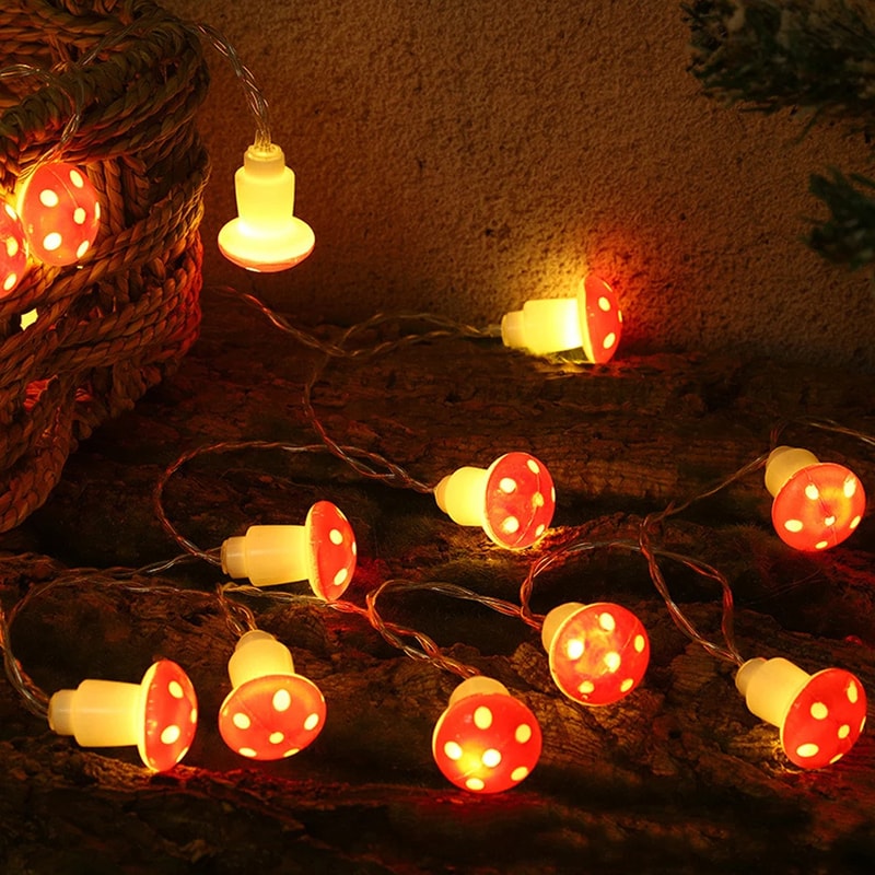 Whimsical Mushroom LED Fairy String Lights Indoor Decorative Christmas Party Ambience 2