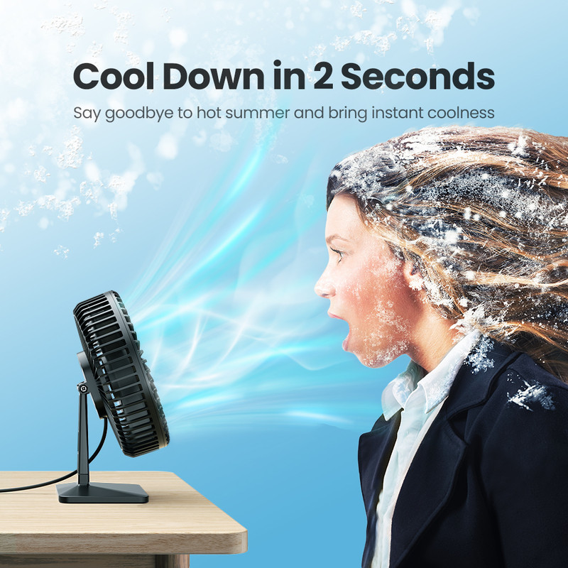 90 Adjustable USB Desk Fan Ultra Quiet 4Speed Portable Cooling Fan For Office  Home 5