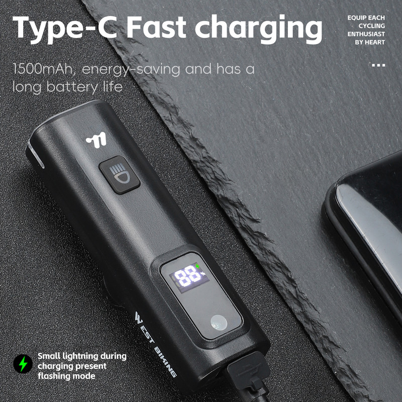 Portable 400 Lumen Bicycle Headlight Intelligent Light Sensing Front Light With Quick Release 3