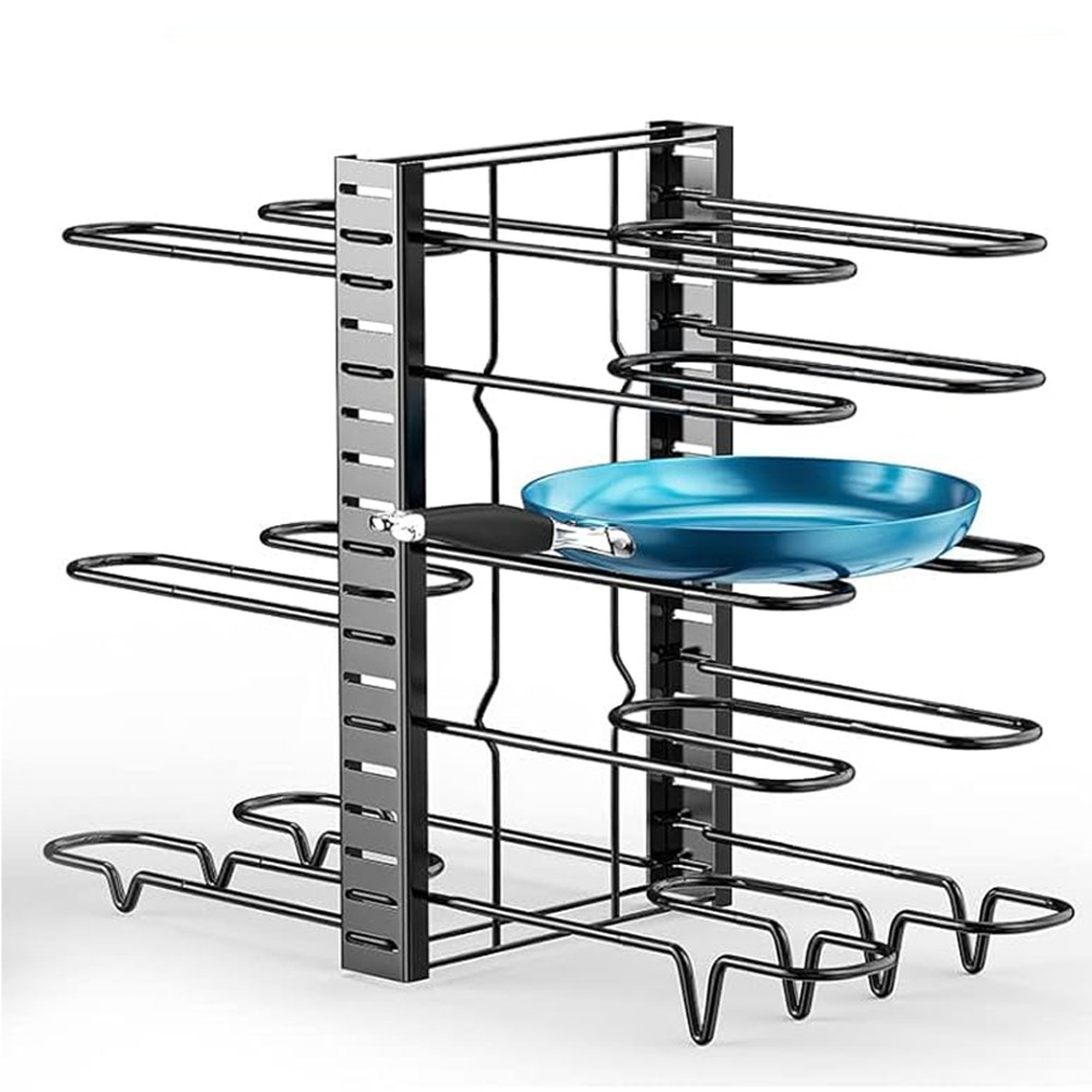 8Tier Adjustable Pan And Pot Organizer Rack Versatile Kitchen Cabinet Storage Solution 5
