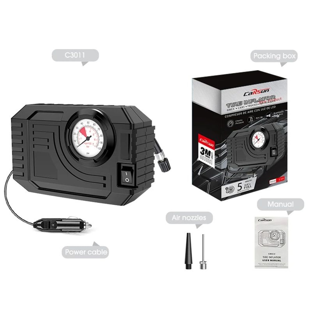 Mini Air Pump Tire Inflator Electric Portable Air Compressor For Car Motorcycle Bicycle Compact 6