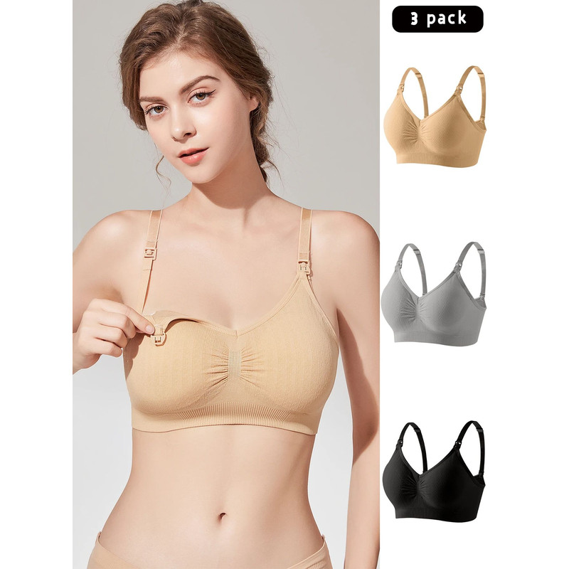 Breathable Front Open Nursing Bra Full Cup Wireless Maternity Breastfeeding Bra 0