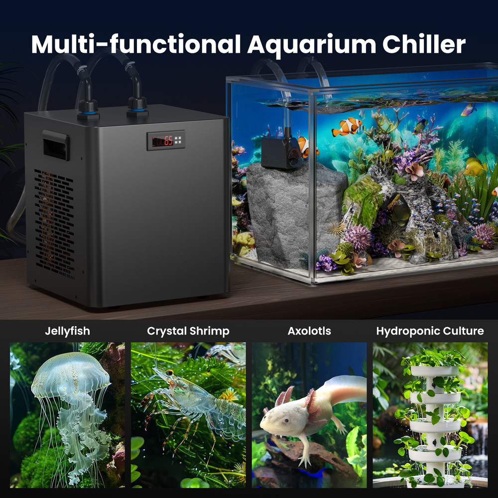 Aquarium Chiller 13 HP Hydroponics Coral Fish Cooling System W Pump Pipe 5
