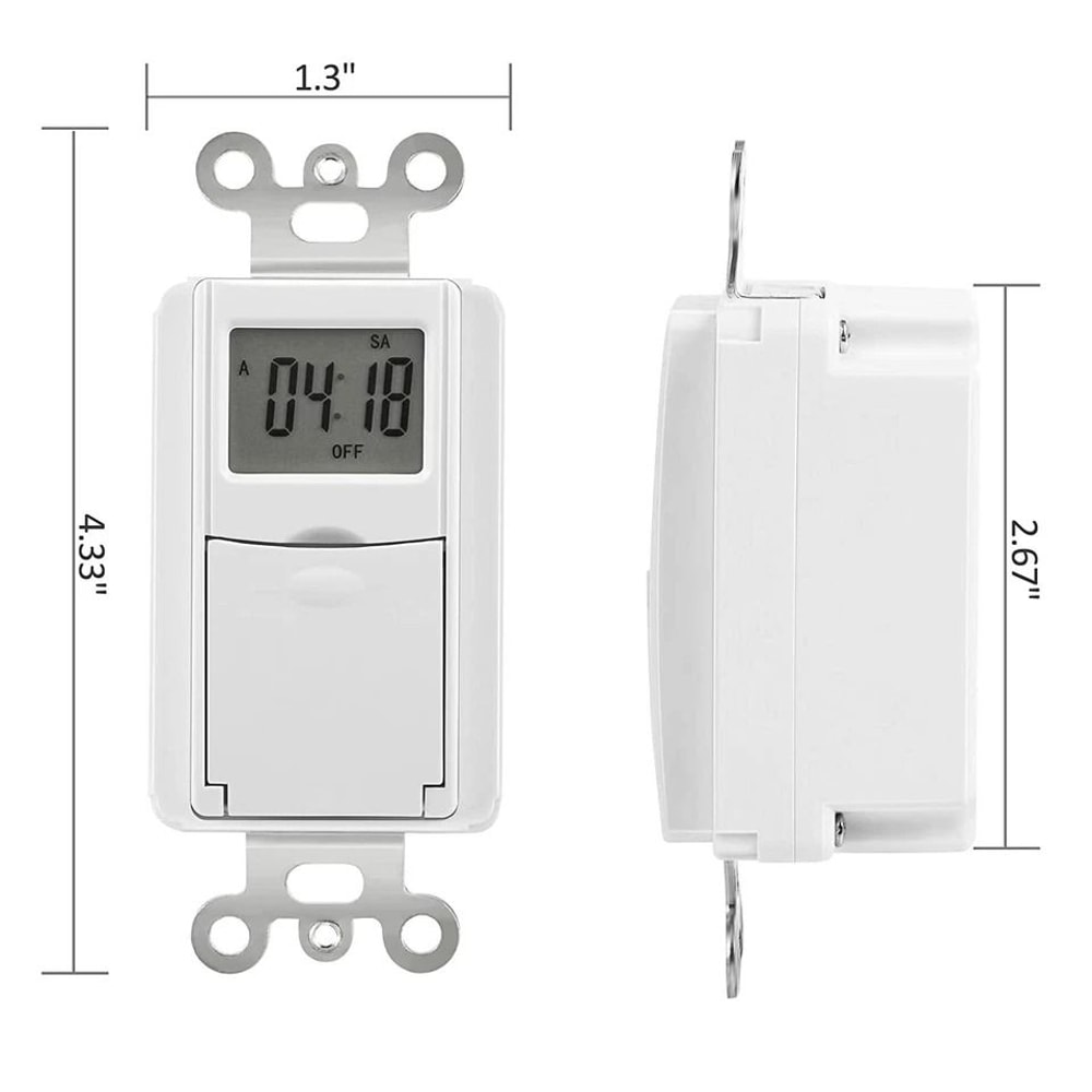 7Day Programmable InWall Digital Timer Switch For Fans Lights 8