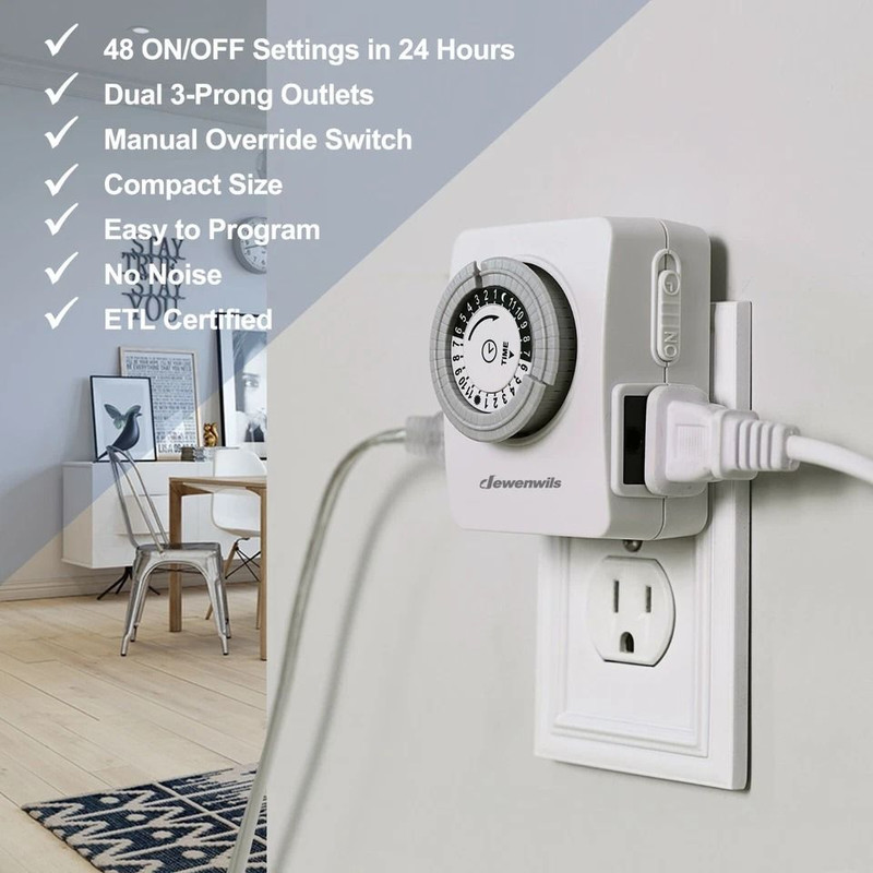 Indoor Outlet Timer PlugIn 24Hour Light Timer Switch For Lamps Appliances Holiday Decor 3