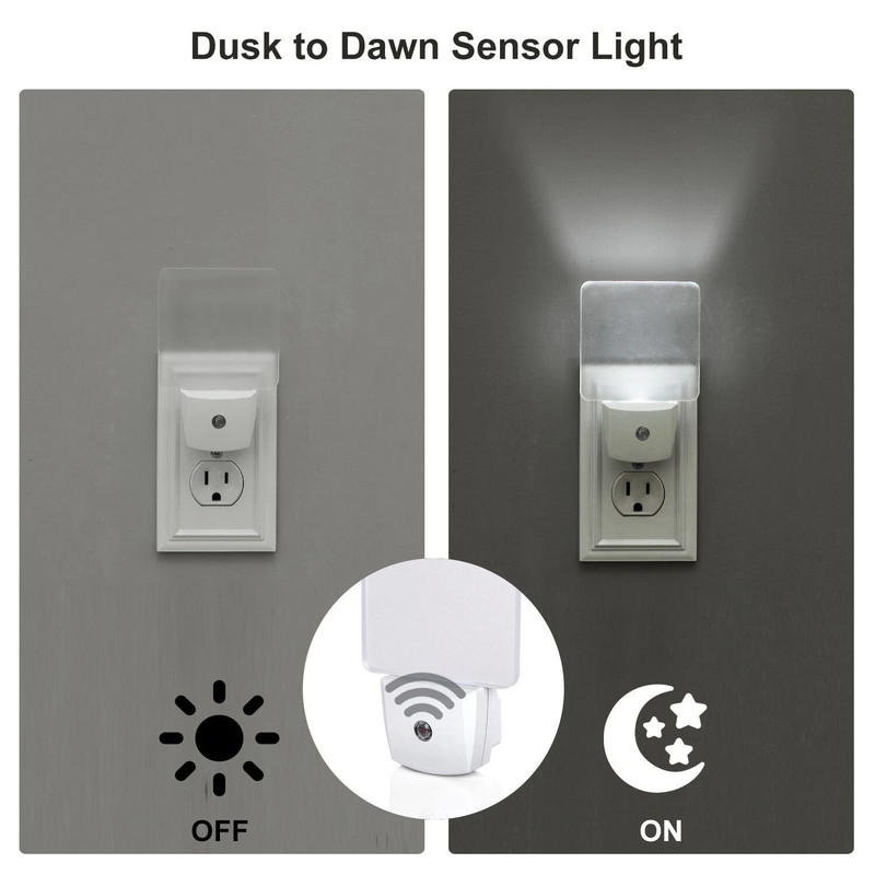 PlugIn LED Night Light With Light Sensor DuskDawn Bathroom Light 5