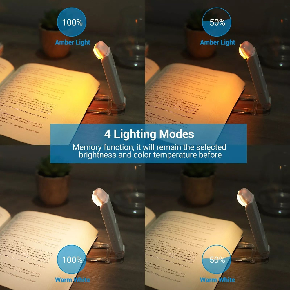 USB Rechargeable Book Reading Light 4 Brightness Levels Lamp For Kids 4