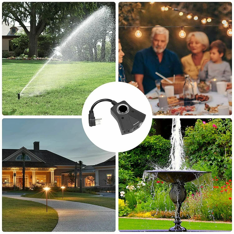 Outdoor Digital Timer Switch Pool Pump DusktoDawn Outlet 2