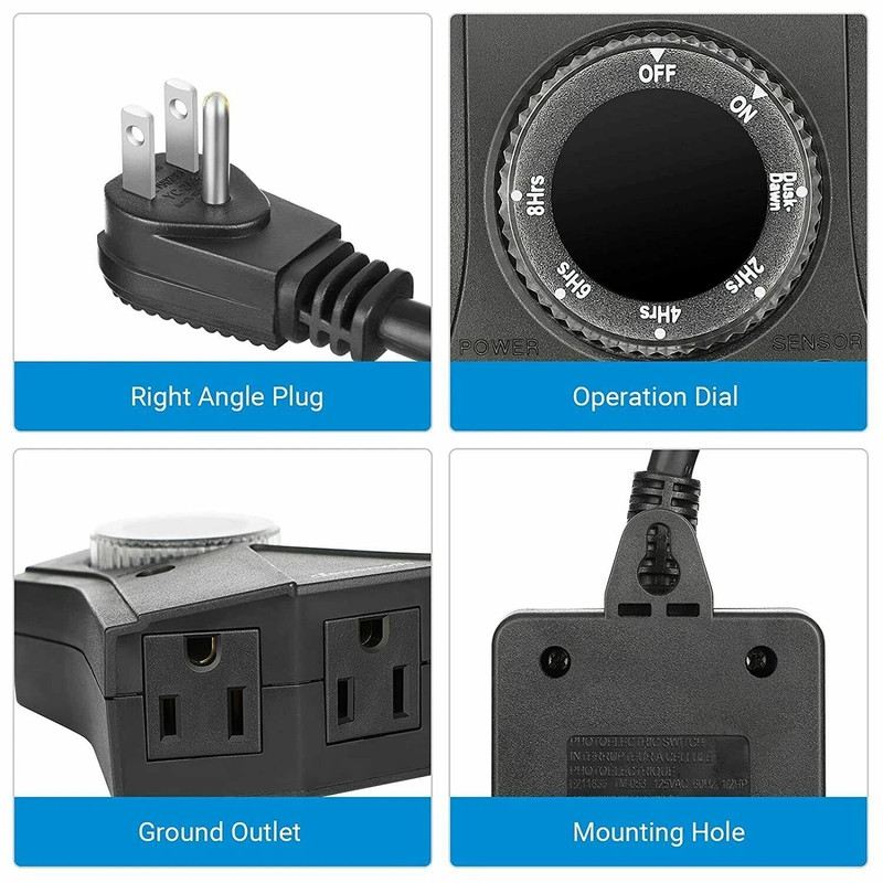 Outdoor Digital Timer Switch Pool Pump DusktoDawn Outlet 6