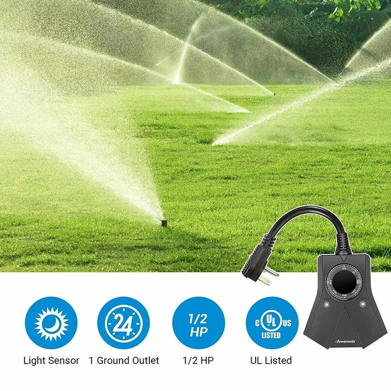 Outdoor Digital Timer Switch Pool Pump DusktoDawn Outlet 5
