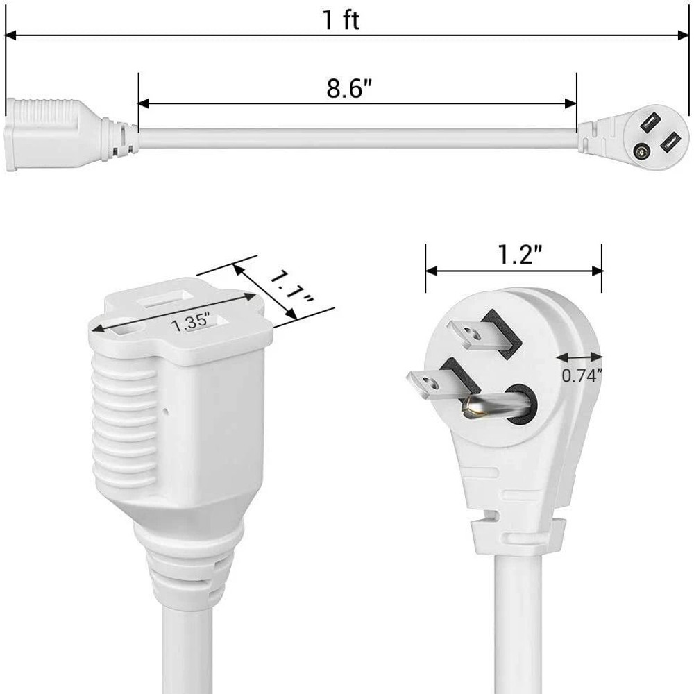 Indoor Flat Plug Extension Cord 14 Gauge Heavy Duty 3Prong 3Pack 6