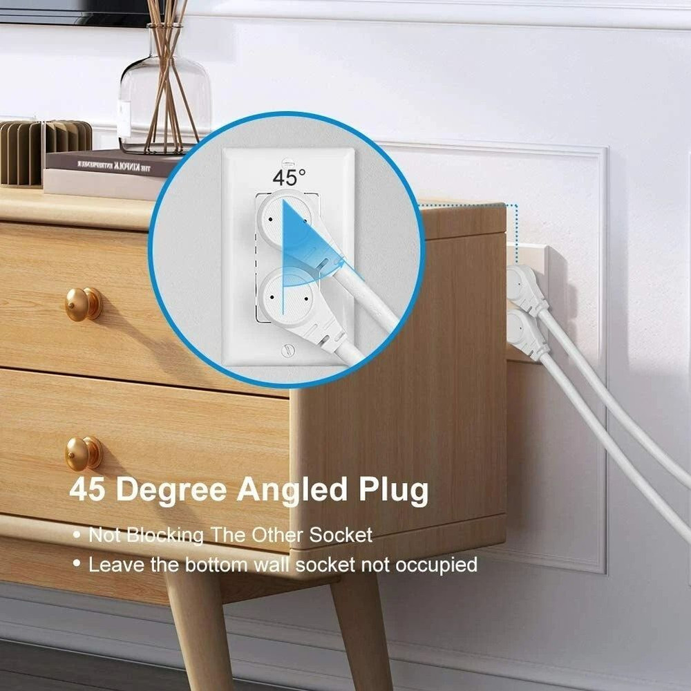 Indoor Flat Plug Extension Cord 14 Gauge Heavy Duty 3Prong 3Pack 5