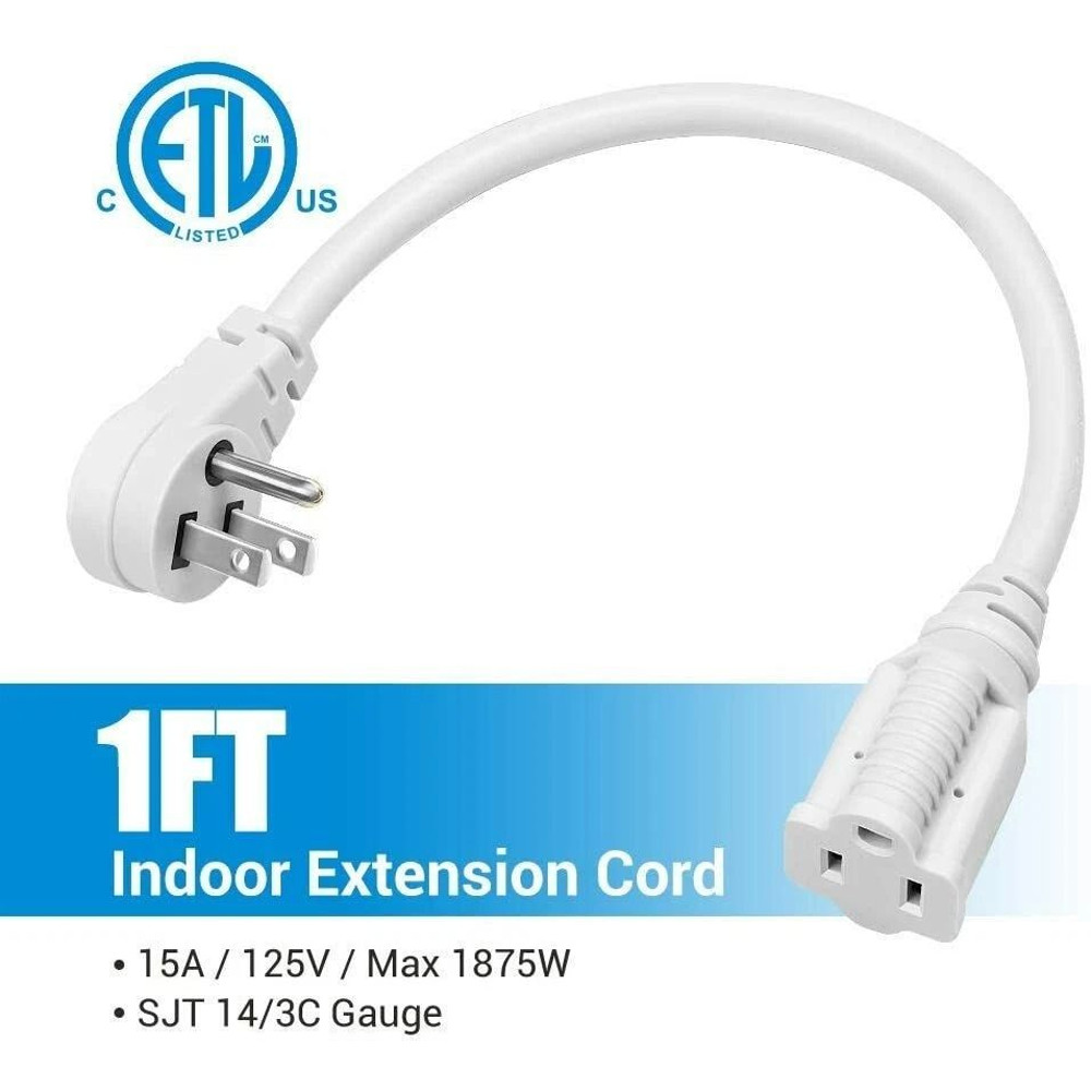 Indoor Flat Plug Extension Cord 14 Gauge Heavy Duty 3Prong 3Pack 4