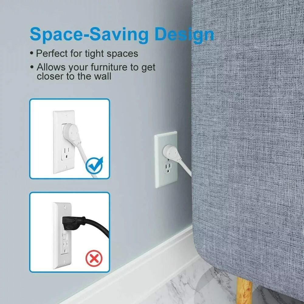 Indoor Flat Plug Extension Cord 14 Gauge Heavy Duty 3Prong 3Pack 3