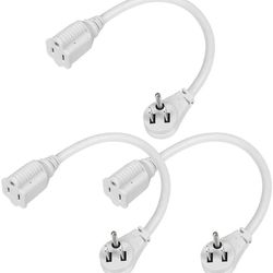 indoor flat plug extension cord 14 gauge, heavy duty 3-prong, 3-pack