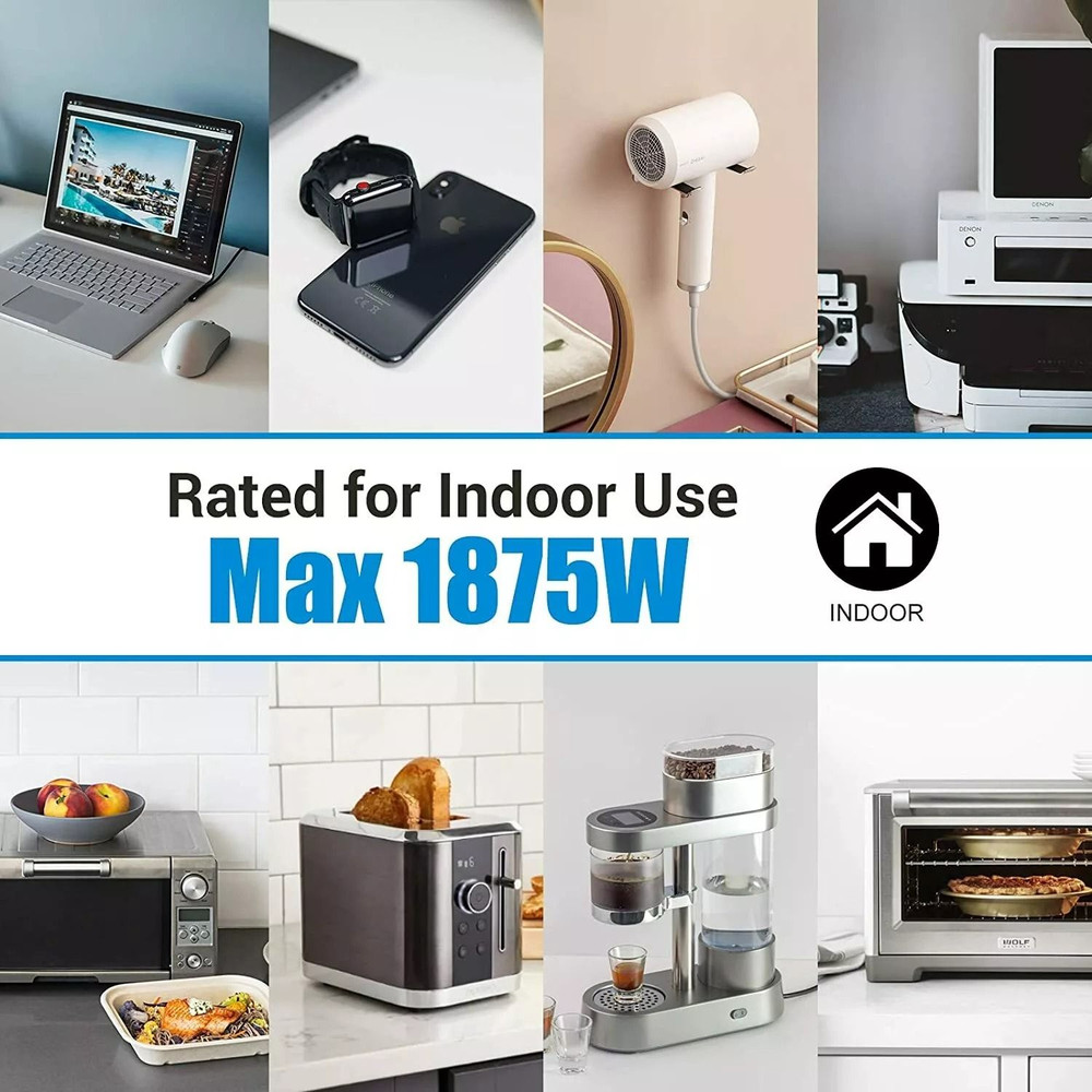 Indoor Flat Plug Extension Cord 14 Gauge Heavy Duty 3Prong 3Pack 2