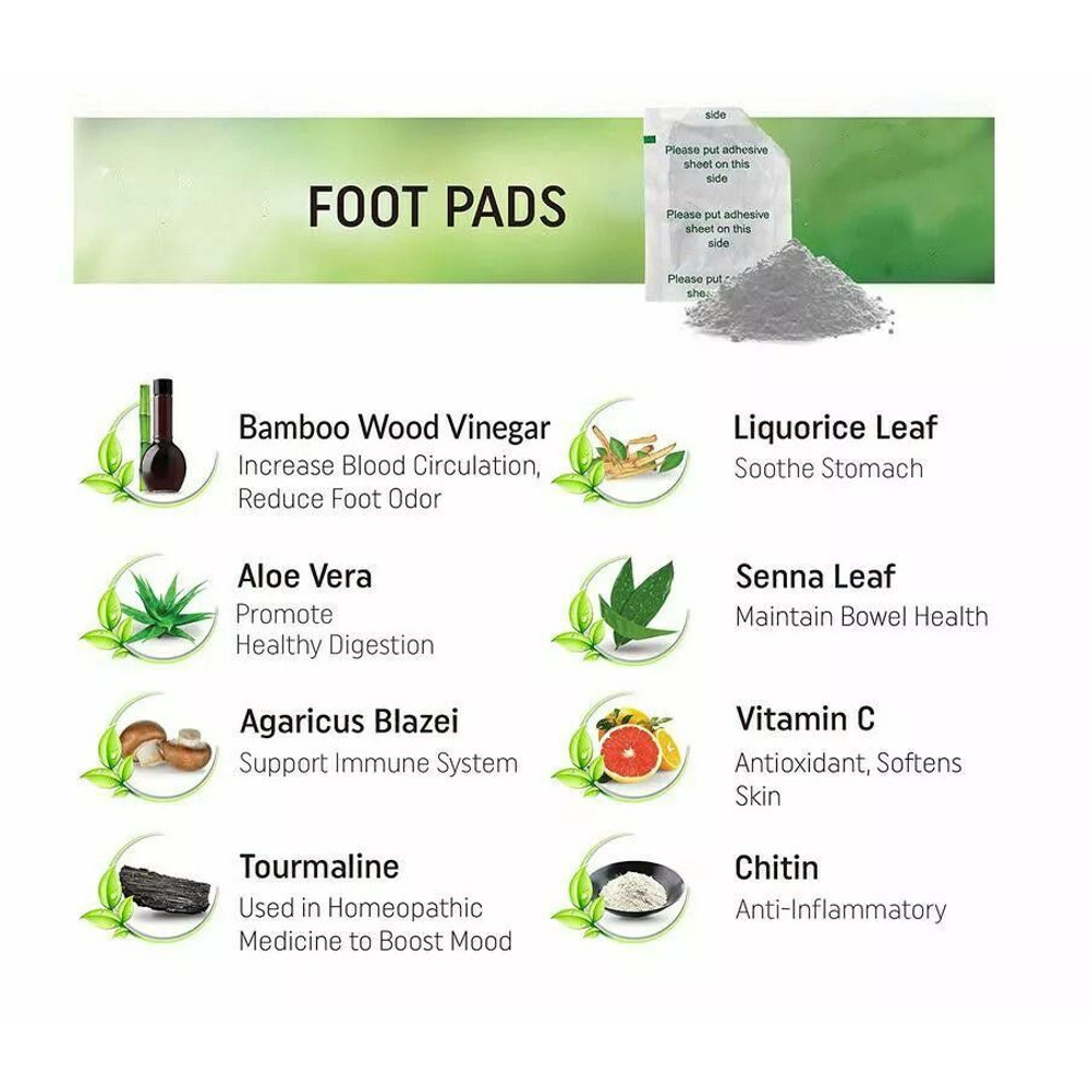 10 Cleansing Detox Foot Pads Herbal Organic Patches For Pain Relief Toxin Removal 3
