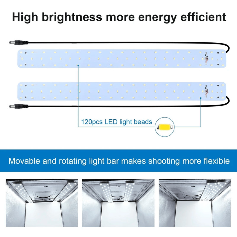 Portable LED Light Box Tent Kit With Foldable Photo Studio 6 Color Backgrounds High Brightness Idea 7