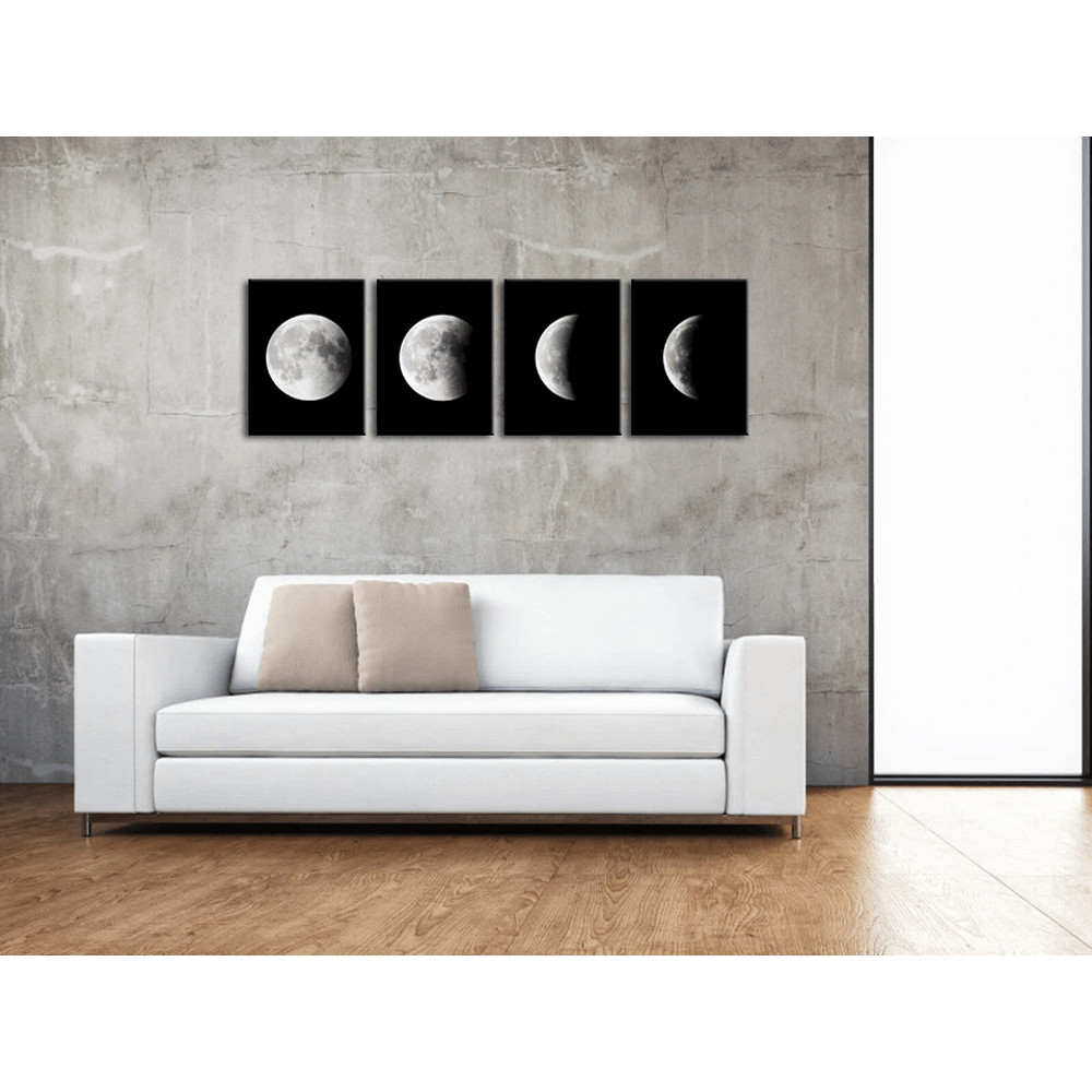 Black Abstract Moon Canvas Painting High Definition Wall Art For Home Office 2