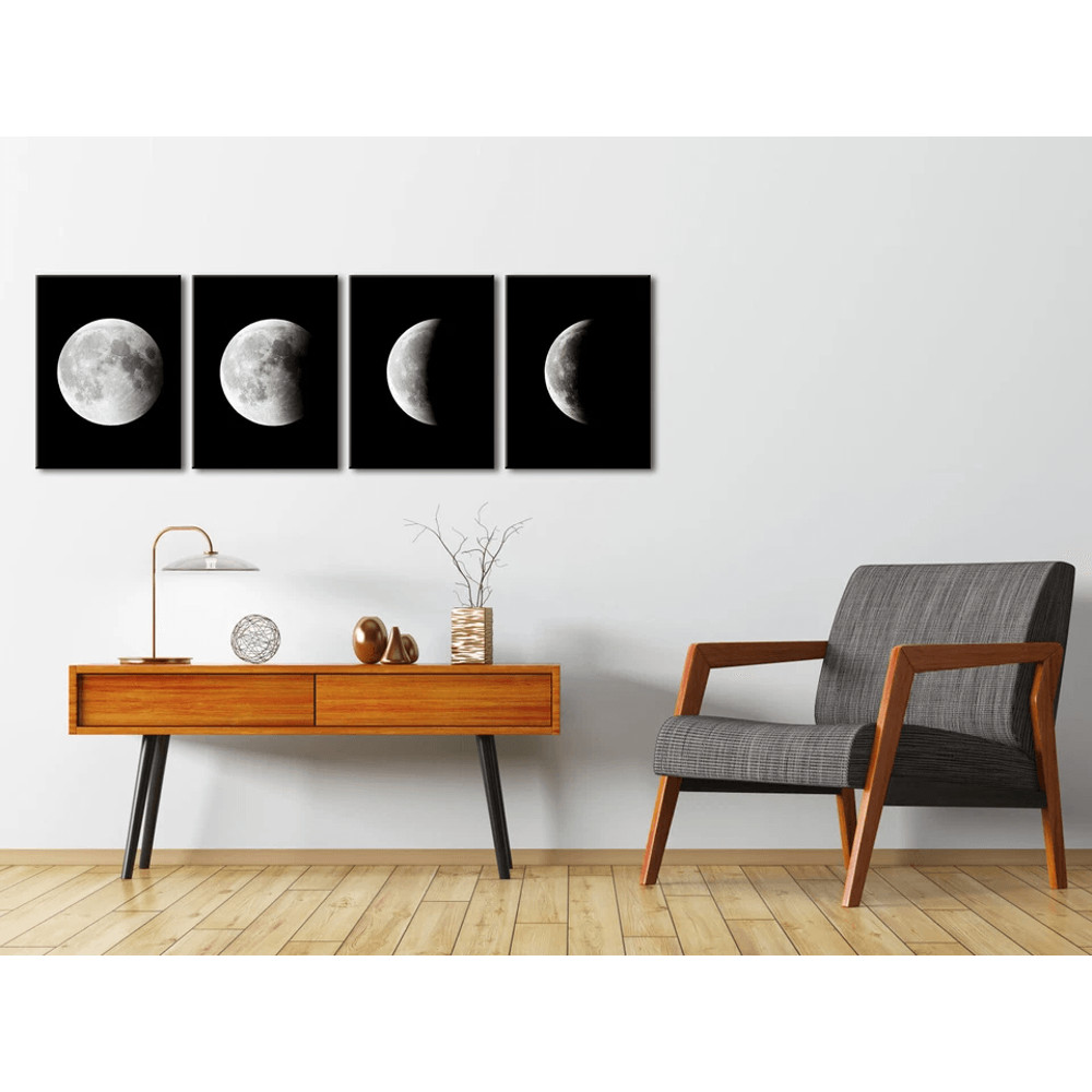 Black Abstract Moon Canvas Painting High Definition Wall Art For Home Office 1