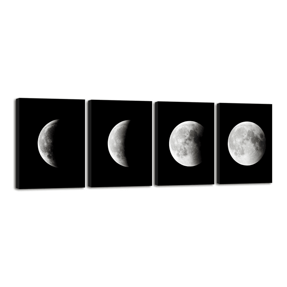 Black Abstract Moon Canvas Painting High Definition Wall Art For Home Office 0