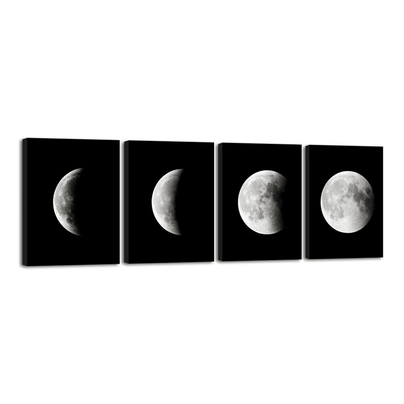 Black Abstract Moon Canvas Painting High Definition Wall Art For Home Office 0