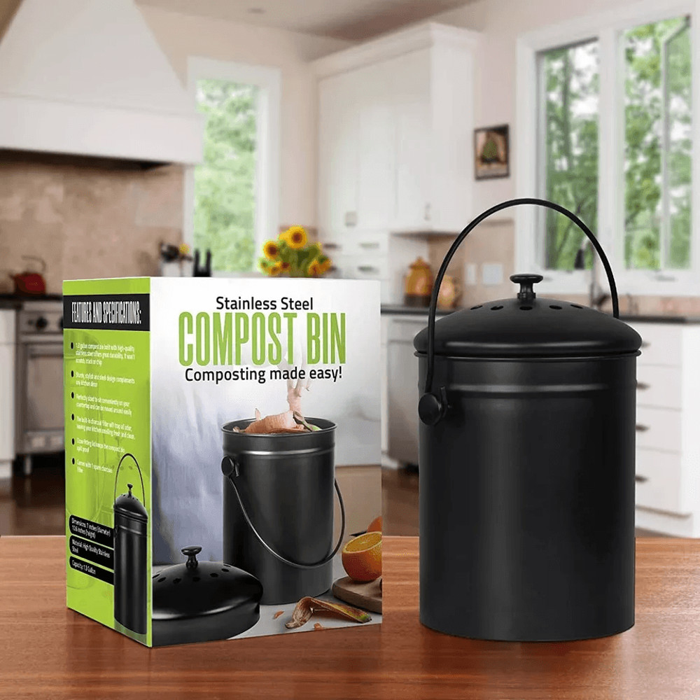 Compost Bin With Lid Includes Spare Charcoal Filter Utopia Kitchen Countertop Compost Pail 1