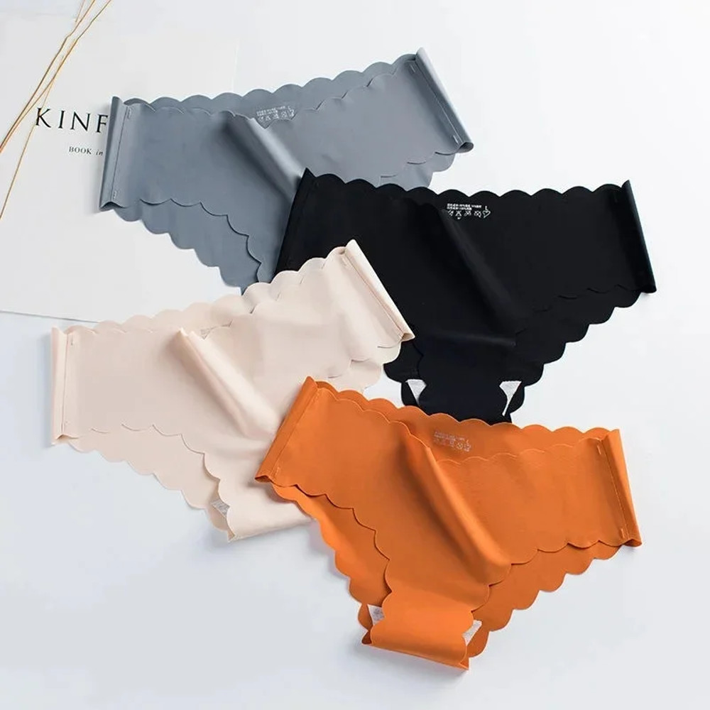Womens Seamless Underwear Set 4PCS Ice Silk Panties With Cotton Crotch Breathable Invisible Comfor 9