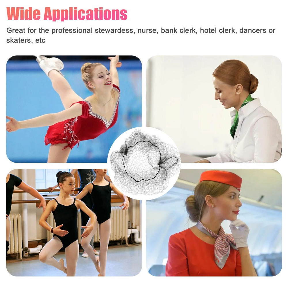 100Pack Black Mesh Hair Nets Invisible Stretch Hairnet With Elastic Edge For Bun Updo Styles 1