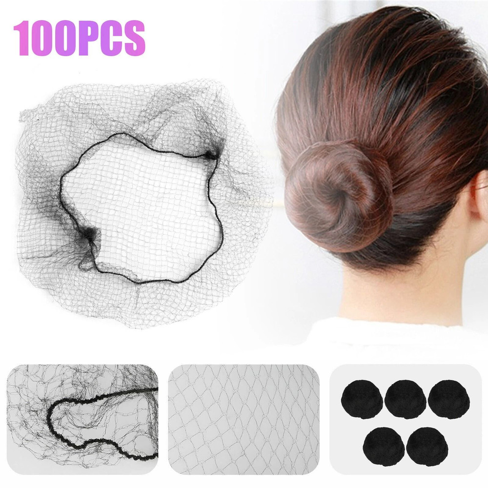 100Pack Black Mesh Hair Nets Invisible Stretch Hairnet With Elastic Edge For Bun Updo Styles 4
