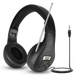 foldable fm radio headphones, stereo bass sound with noise reduction & clear reception