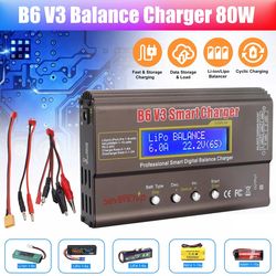 80w 6a rc battery charger, b6 v3 smart balance charger for lipo, nimh, nicd & lihv batteries