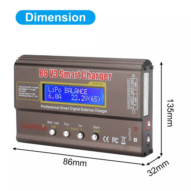 80W 6A RC Battery Charger B6 V3 Smart Balance Charger For Lipo NiMH NiCd LiHV Batteries 6