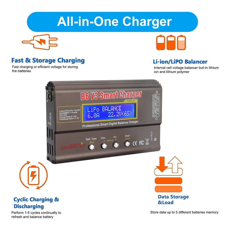 80W 6A RC Battery Charger B6 V3 Smart Balance Charger For Lipo NiMH NiCd LiHV Batteries 3