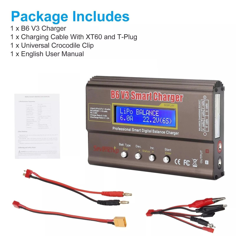 80W 6A RC Battery Charger B6 V3 Smart Balance Charger For Lipo NiMH NiCd LiHV Batteries 1