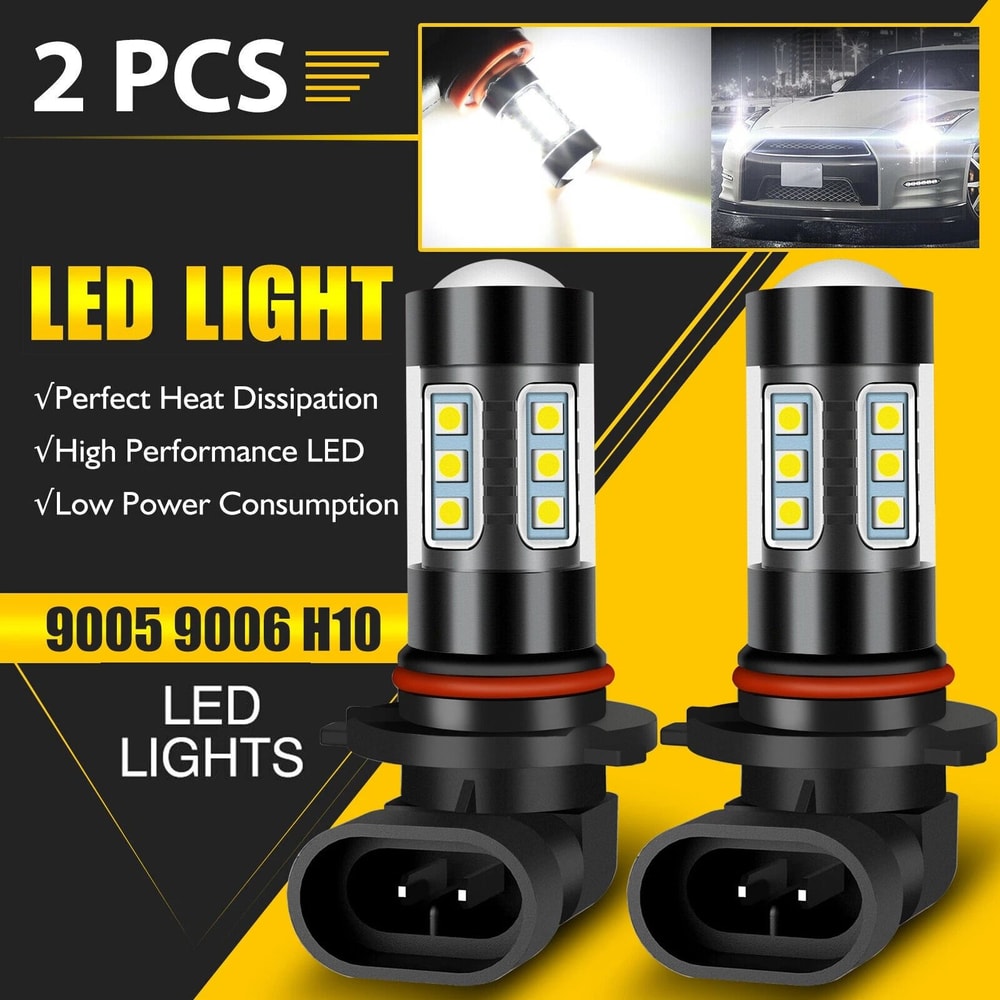 Super White LED Fog Light Bulbs H10 9145 9005 Compatible 6000K Driving Lamp DRL Kit 2Pack 1