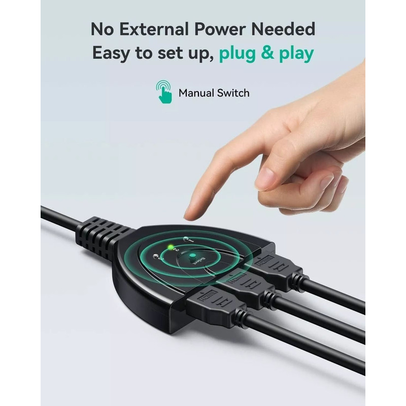 HDMI Switcher Hub Adapter 3Way 1080P Splitter For Gaming HDTV PS4 Xbox Roku Fire Stick 7