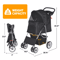 Premium Pet Dog Stroller Travel Carriage 4 Wheel Foldable Pet Carrier Cart With Cup Holder Mesh Can 4