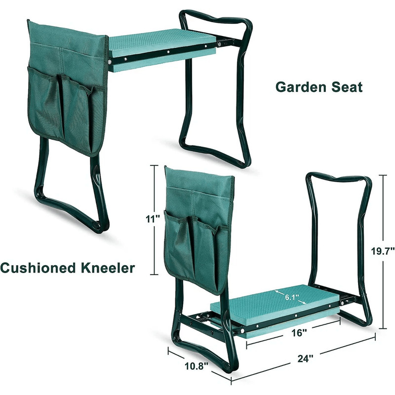 Folding Garden Kneeler Bench Soft Cushion Seat Pad With Tool Pouch Heavy Duty Steel Kneeling Bench 2