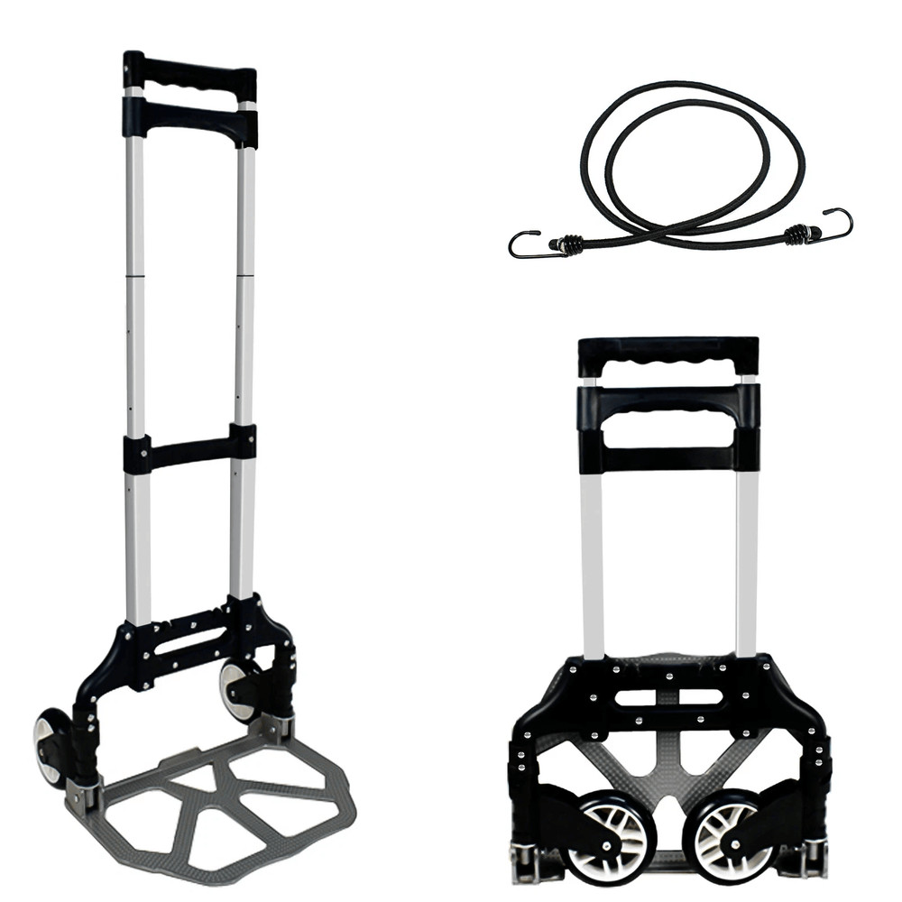 Folding Aluminium Luggage Cart  Hand Truck Telescopic Handle Black Bungee Cord 0