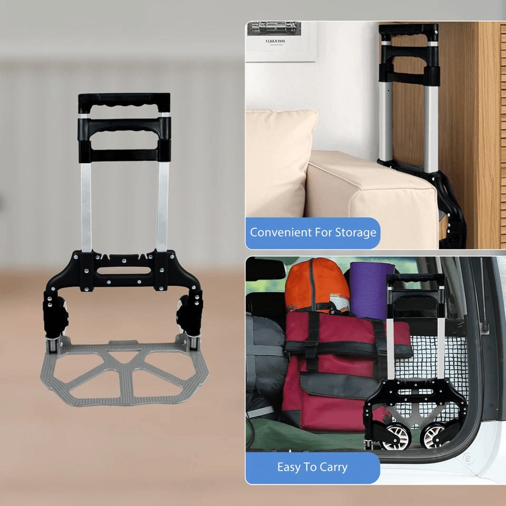 Folding Aluminium Luggage Cart  Hand Truck Telescopic Handle Black Bungee Cord 2