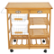 Rolling Wood Kitchen Island Trolley Cart With Dining Storage Drawers Durable Pine Wood Stand With W 1