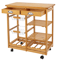 Rolling Wood Kitchen Island Trolley Cart With Dining Storage Drawers Durable Pine Wood Stand With W 0