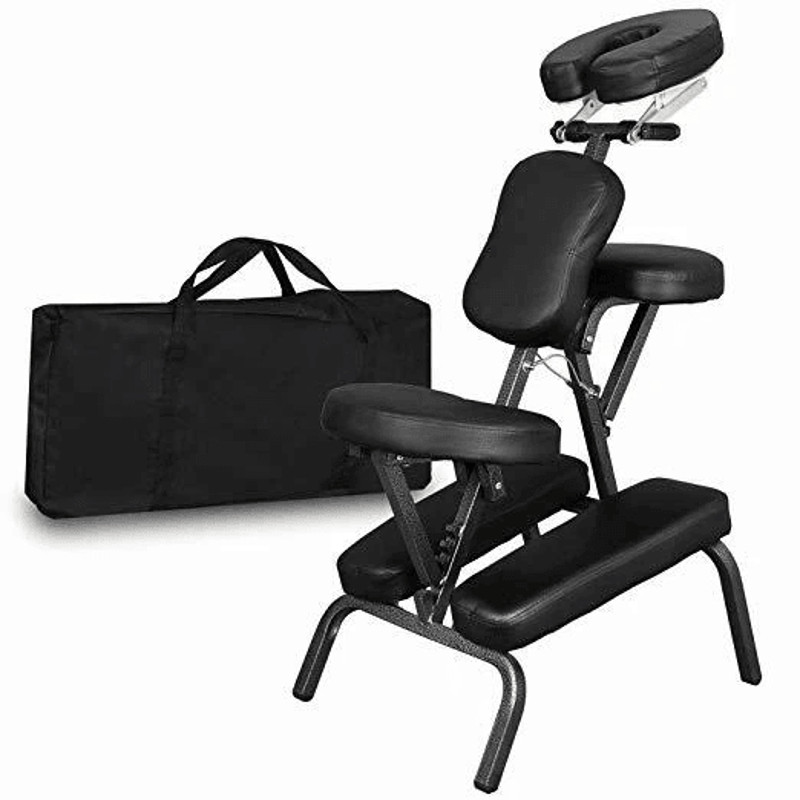 Portable Folding PU Leather Pad Massage Chair Travel Tattoo Salon Spa Chair Black With Soft Face C 0