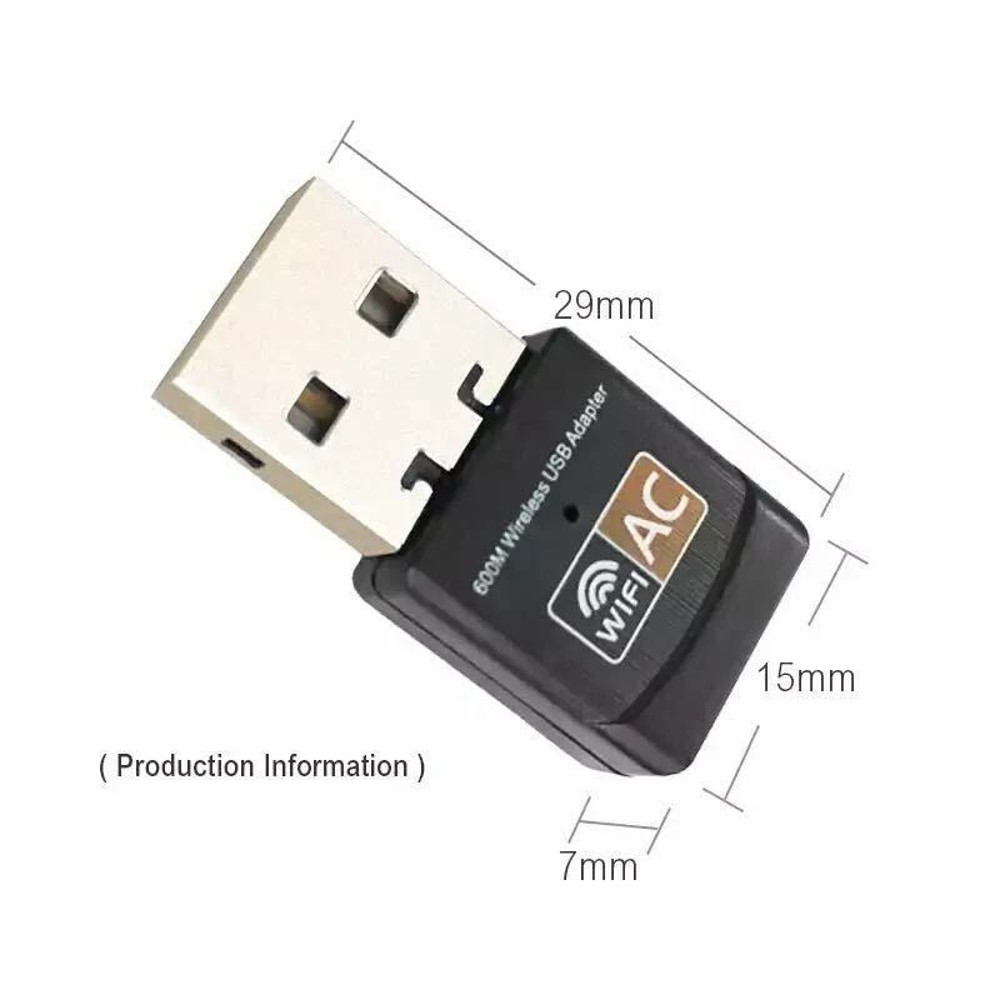 HighSpeed Wireless USB Ethernet Adapter 600Mbps PC WiFi AC Adapter Dual Band LAN 6