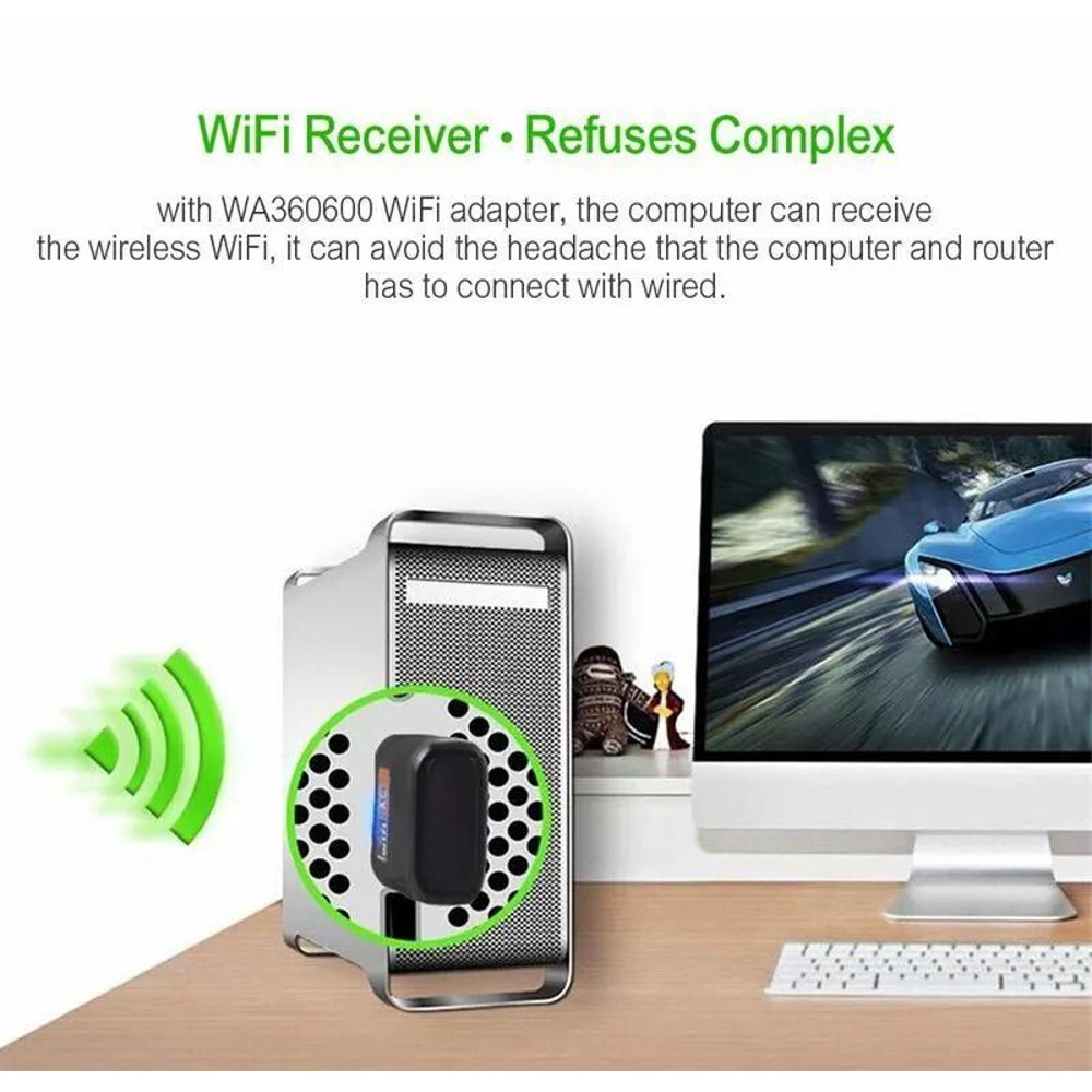 HighSpeed Wireless USB Ethernet Adapter 600Mbps PC WiFi AC Adapter Dual Band LAN 5