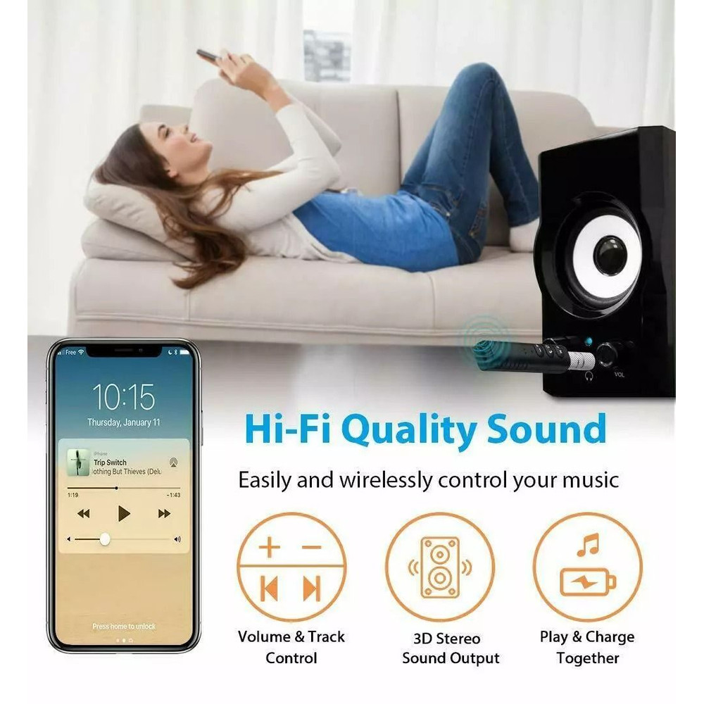 Wireless Bluetooth Car Adapter Mini Receiver For AUX Audio 35mm Speaker Adapter 4