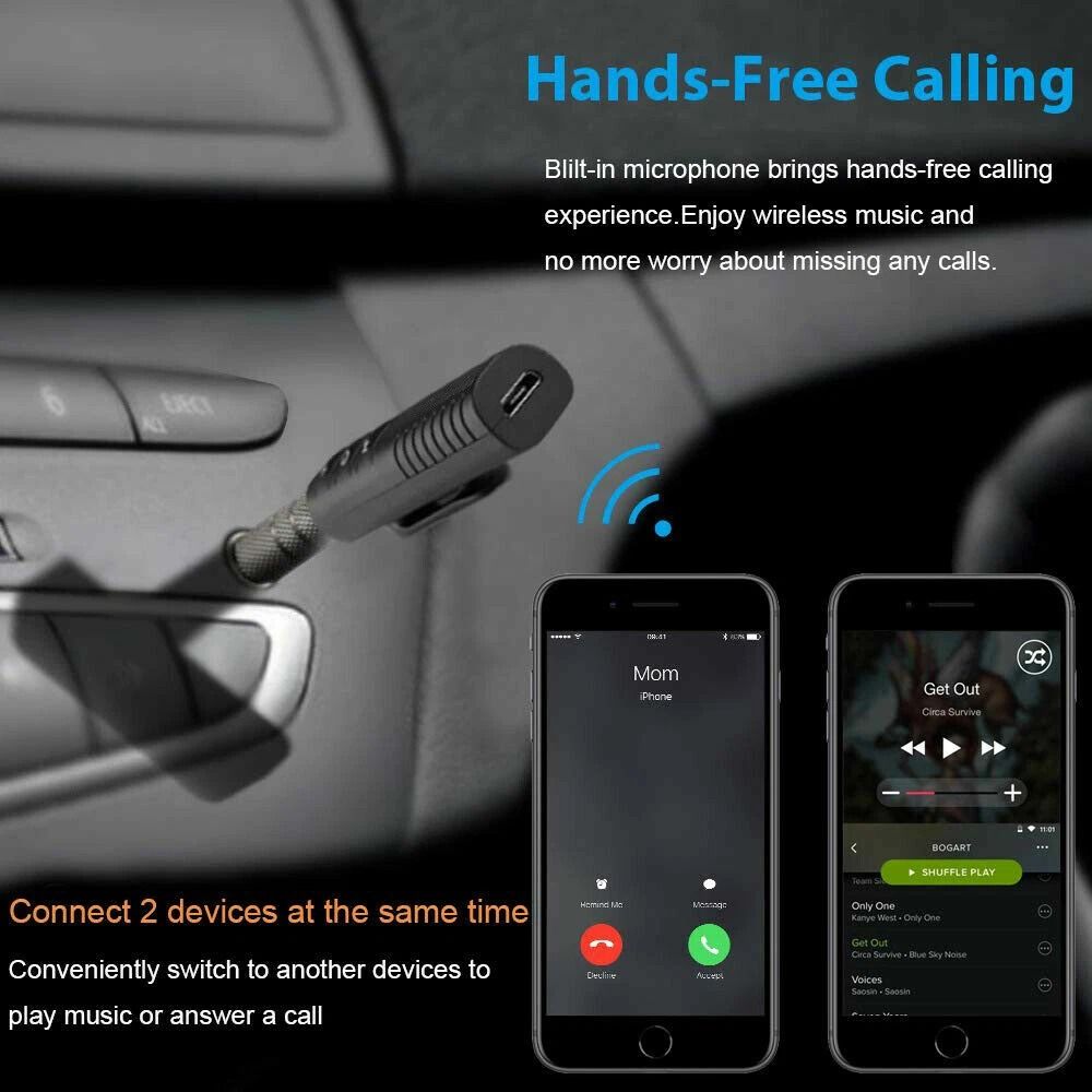 Wireless Bluetooth Car Adapter Mini Receiver For AUX Audio 35mm Speaker Adapter 2