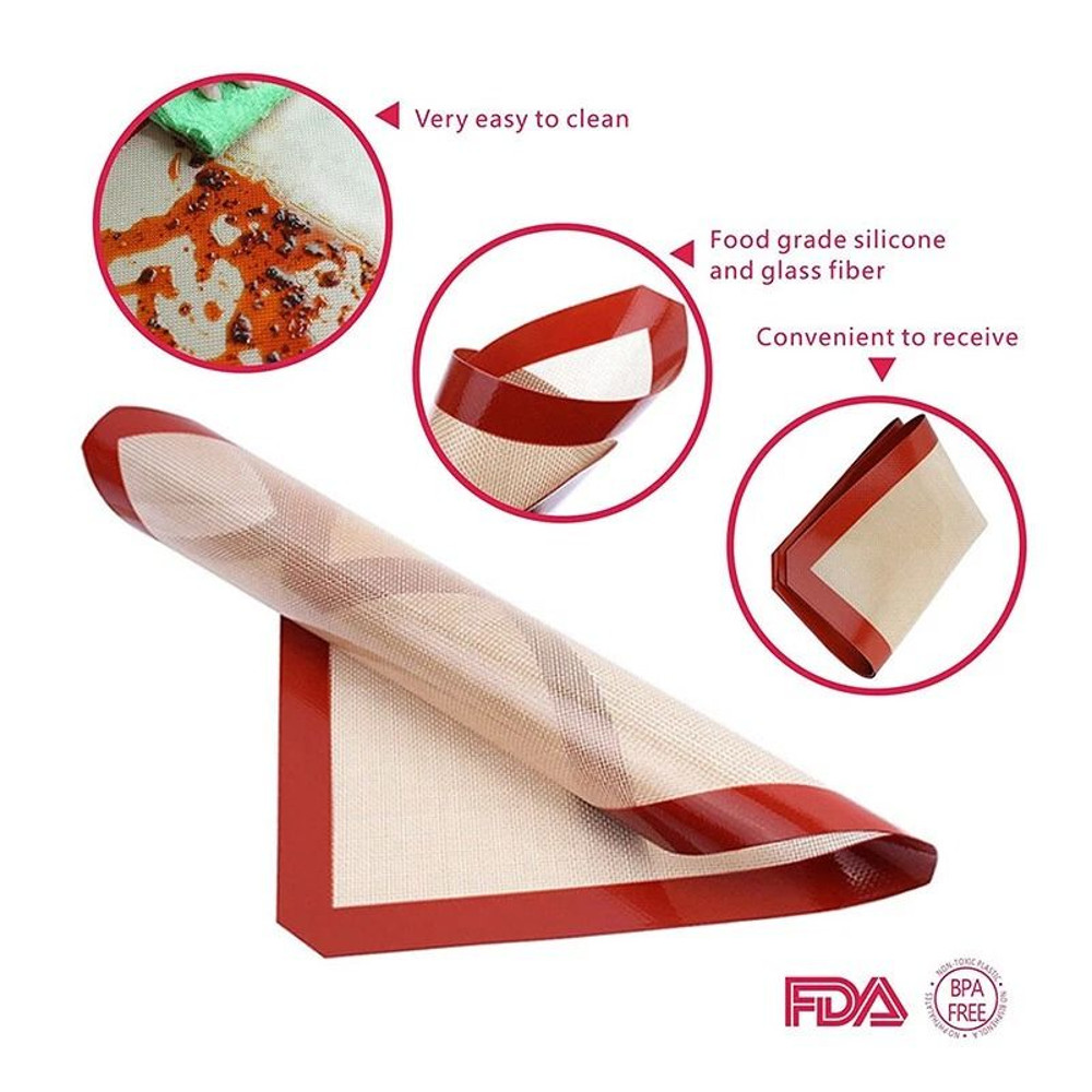 Silicone Baking Mat Set Of 2 NonStick OvenSafe Cookie Sheets For Baking Pastry 3