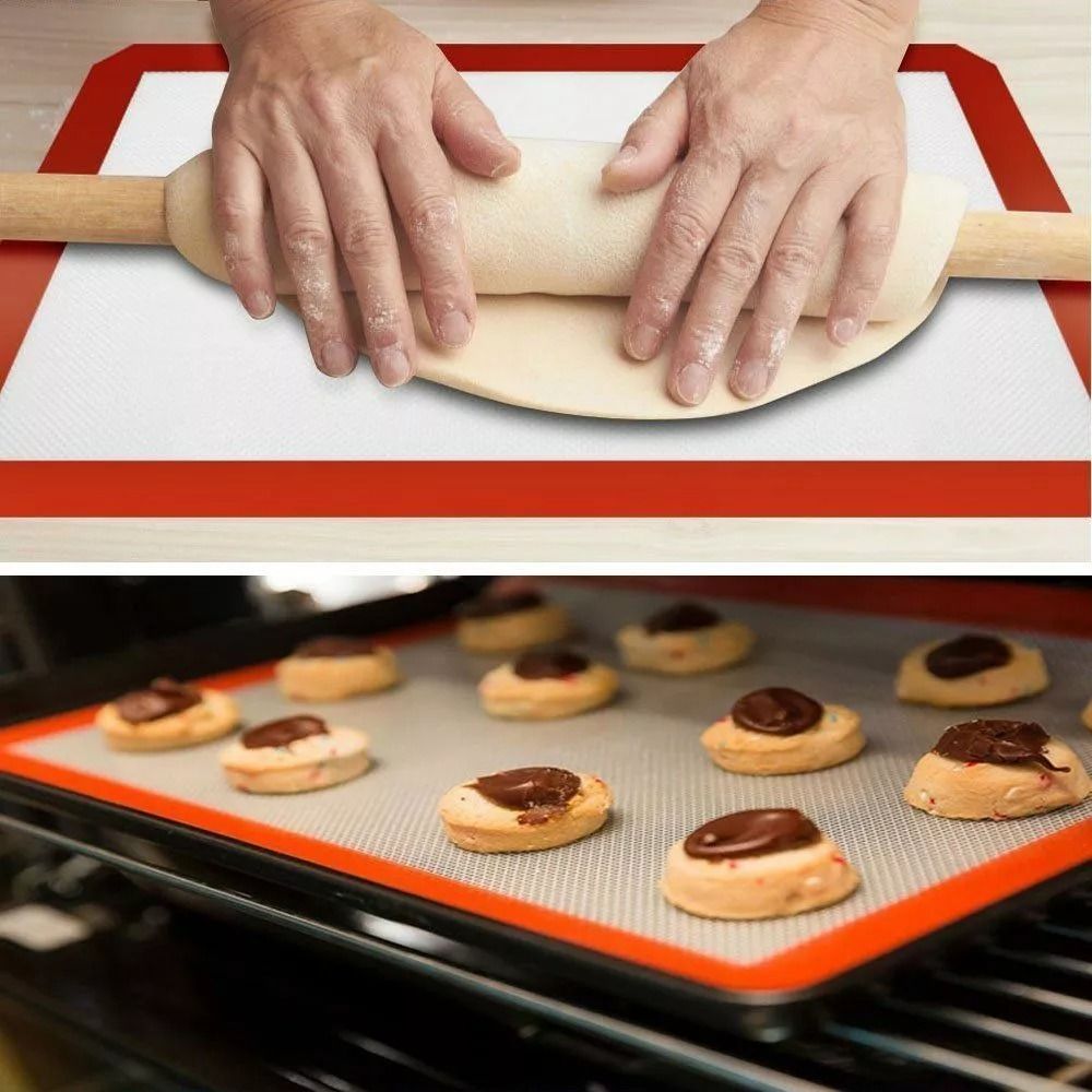Silicone Baking Mat Set Of 2 NonStick OvenSafe Cookie Sheets For Baking Pastry 0